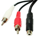 3.5mm female stereo jack to 2 male RCA plugs cable, Length: 38cm