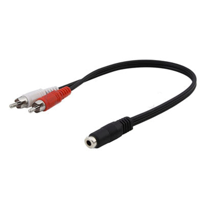 3.5mm female stereo jack to 2 male RCA plugs cable, Length: 38cm