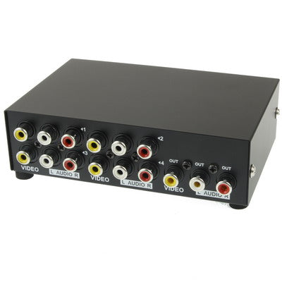 4 Port Input 1 Output Audio Video AV RCA Switch Box