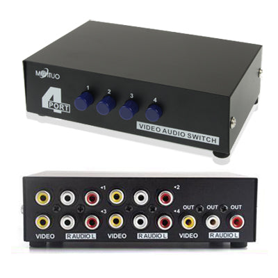 4 Port Input 1 Output Audio Video AV RCA Switch Box