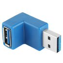 USB 3.0 AM to USB 3.0 AF Cable Adapter with 90 Degree Angle (Blue)