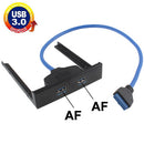 USB 3.0 Front Panel Floppy Disk Bay 20 Pin 2 Ports HUB Bracket Cable(Black)