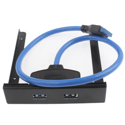 USB 3.0 Front Panel Floppy Disk Bay 20 Pin 2 Ports HUB Bracket Cable(Black)