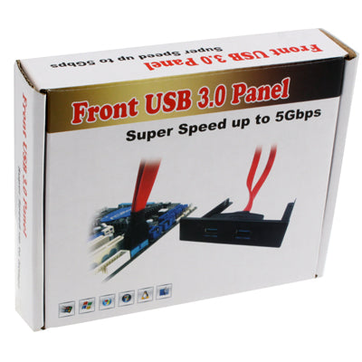 USB 3.0 Front Panel Floppy Disk Bay 20 Pin 2 Ports HUB Bracket Cable(Black)