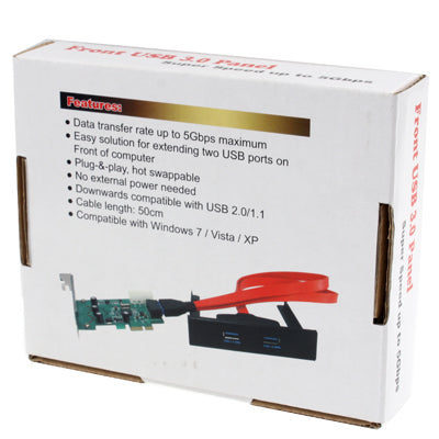 USB 3.0 Front Panel Floppy Disk Bay 20 Pin 2 Ports HUB Bracket Cable(Black)