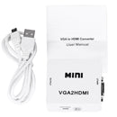 HD 1080P HDMI Mini VGA to HDMI Scaler Box Audio Video Digital Converter(White)