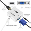 HD 1080P HDMI Mini VGA to HDMI Scaler Box Audio Video Digital Converter(White)