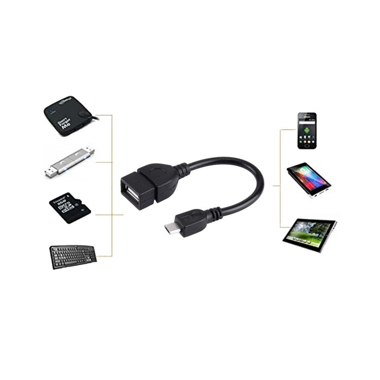 10cm USB A Female to Micro USB 5 Pin Male Adapter with OTG, For Galaxy S IV / i9500 / S III / i9300 /Note II / N7100 / i9220 / i9100 / i9082 / Nokia / LG / BlackBerry / HTC One X /Amazon Kindle / Sony Xperia etc.