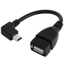90 Degree Mini USB Male to USB 2.0 AF Adapter Cable with OTG Function, Length: 13cm(Black)