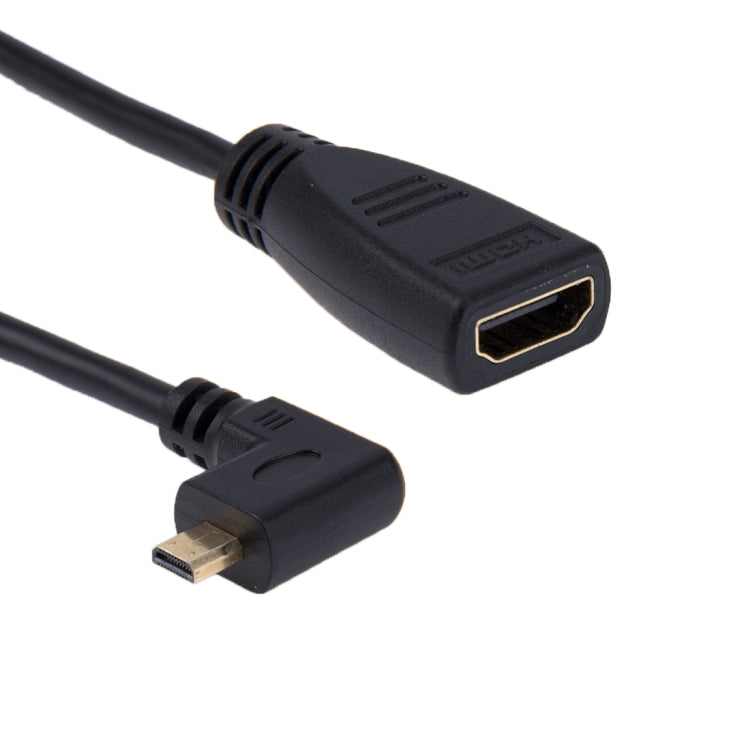 19cm 90 Degree Micro HDMI Left-toward Male to HDMI Female Cable Adapter(Black)