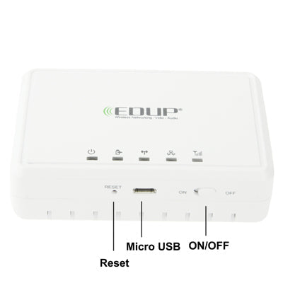 EDUP EP-9507N Portable 150Mbps Wireless 802.11N Router, Support 3G / AP / Repeater, Built-in 5000mAh Battery(White)