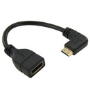 16cm Gold Plated Mini HDMI Male to HDMI 19 Pin Female Cable, 90 Degree Right Angle