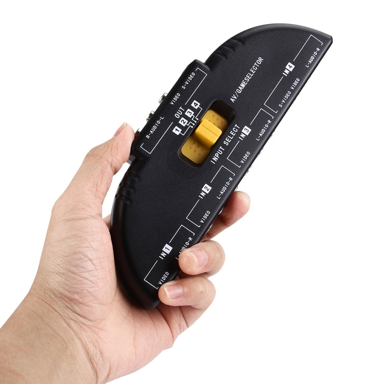 AV4-SVIDEO Multi Box RCA AV Audio-Video Signal Switcher + 3 RCA Cable, 4 Group Input and 1 Group Output System(Black)