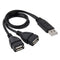 USB 2.0 Male to 2 Dual USB Female Jack Adapter Cable for Computer / Laptop, Length: About 30cm(Black)