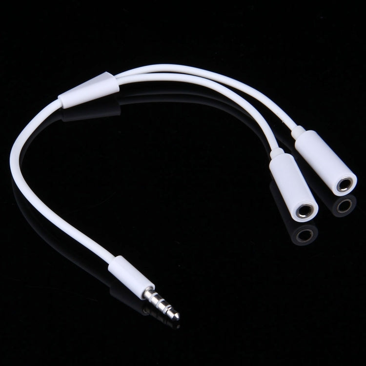 3.5mm Male to 2 Female Plug Jack Stereo Audio Cable for iPhone 6S & 6S Plus & 6 & 6 Plus & 5, iPad Air 2 & Air, Samsung, iPod Laptop, MP3, Length: 24cm(White)