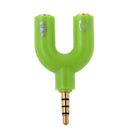 3.5mm Stereo Male to 3.5mm Headphone & Mic Female Splitter Adapter(Green)