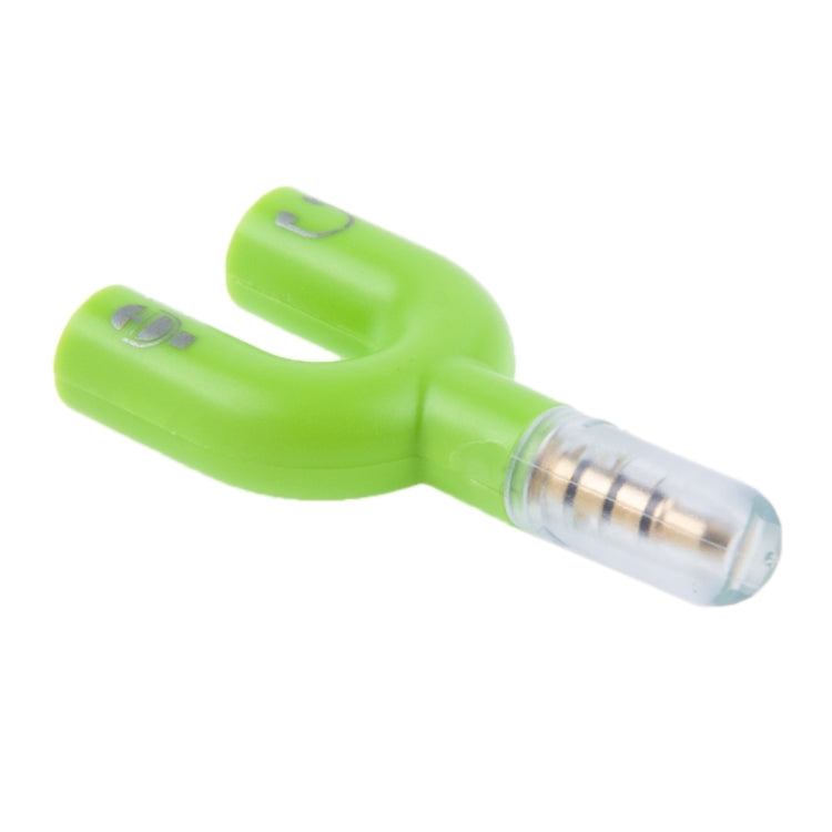 3.5mm Stereo Male to 3.5mm Headphone & Mic Female Splitter Adapter(Green)