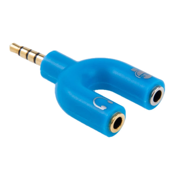 3.5mm Stereo Male to 3.5mm Headphone & Mic Female Splitter Adapter(Blue)