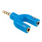 3.5mm Stereo Male to 3.5mm Headphone & Mic Female Splitter Adapter(Blue)