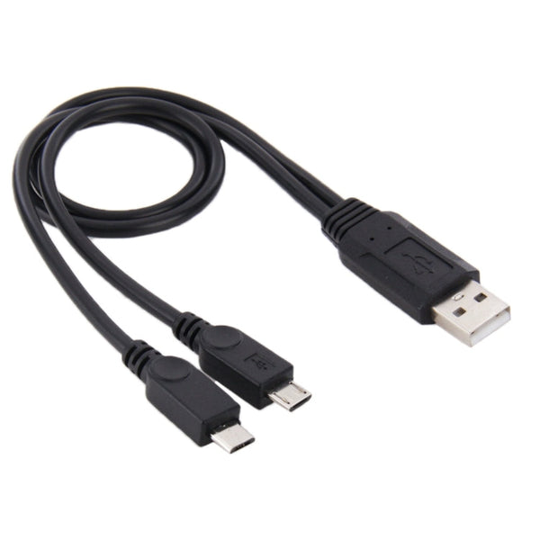 USB 2.0 Male to 2 Micro USB Male Cable, Length: About 30cm