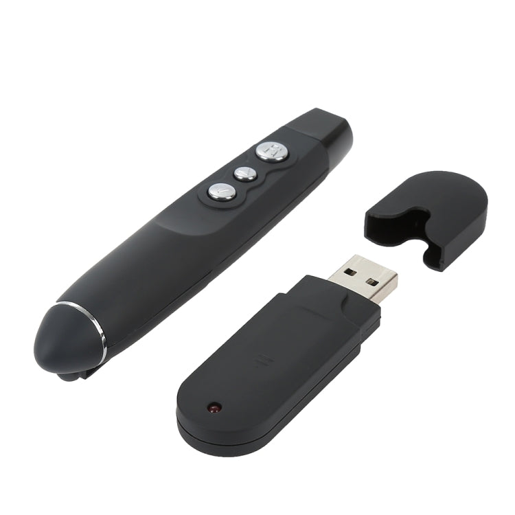 PP-1000 Multimedia Presentation Remote PowerPoint Clicker 2.4GHz RF Laser Pointer with USB Receiver(Black)