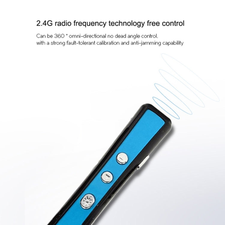 VIBOTON PP900 2.4GHz Multimedia Presentation Remote PowerPoint Clicker Handheld Controller Flip Pen with USB Receiver, Control Distance: 25m(Blue)