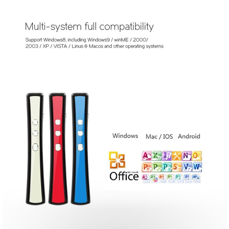 VIBOTON PP900 2.4GHz Multimedia Presentation Remote PowerPoint Clicker Handheld Controller Flip Pen with USB Receiver, Control Distance: 25m(Blue)