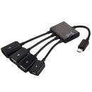 18cm 4 Ports Micro USB OTG Charge HUB Cable, For Samsung / Huawei / Xiaomi / Meizu / LG / HTC and Other Smartphones(Black)
