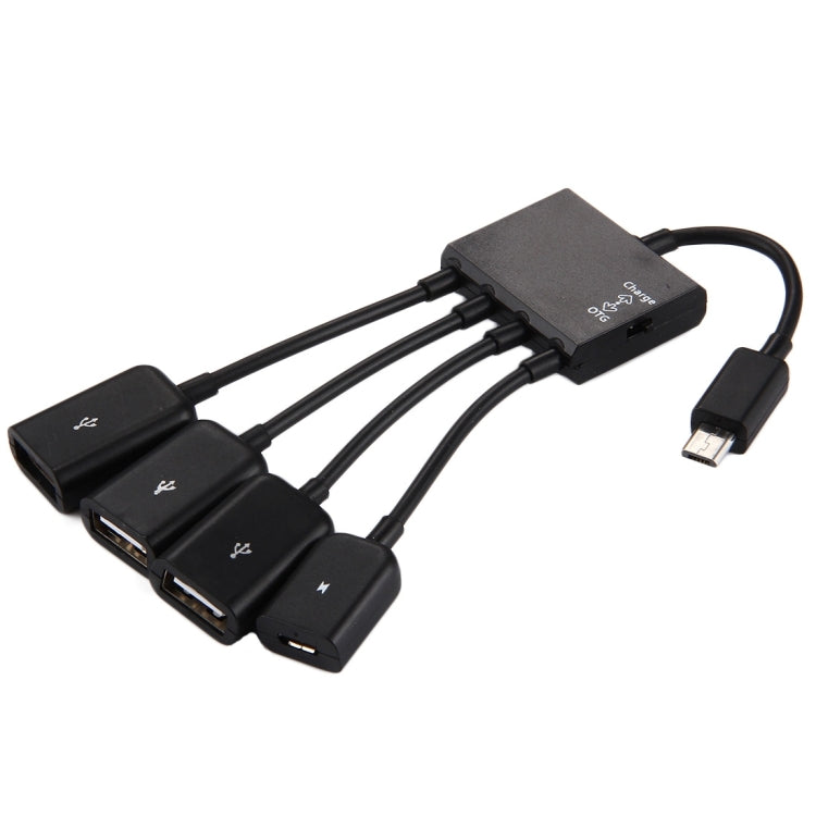 18cm 4 Ports Micro USB OTG Charge HUB Cable, For Samsung / Huawei / Xiaomi / Meizu / LG / HTC and Other Smartphones(Black)