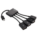 18cm 4 Ports Micro USB OTG Charge HUB Cable, For Samsung / Huawei / Xiaomi / Meizu / LG / HTC and Other Smartphones(Black)