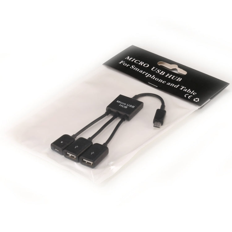 Micro USB to 2 Ports USB OTG HUB Cable with Micro USB Power Supply, Length: 20cm, For Galaxy S6 & S6 edge / S5 / S4, Note 4, Tablets(Black)