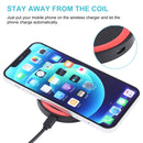 Universal QI Standard Round Wireless Charging Pad (Black + Red)
