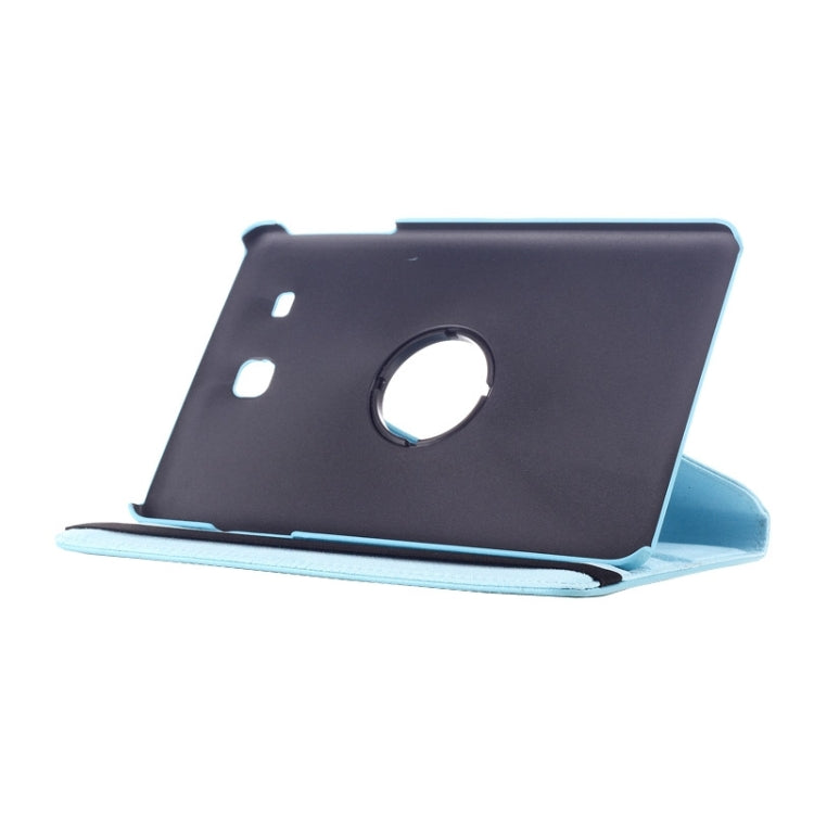 Litchi Texture 360 Degree Rotation Leather Case with Multi-functional Holder for Galaxy Tab E 9.6(Baby Blue)