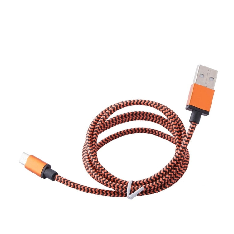 1m Woven Style Micro USB to USB 2.0 Data / Charger Cable, For Samsung, HTC, Sony, Lenovo, Huawei, and other Smartphones(Orange)