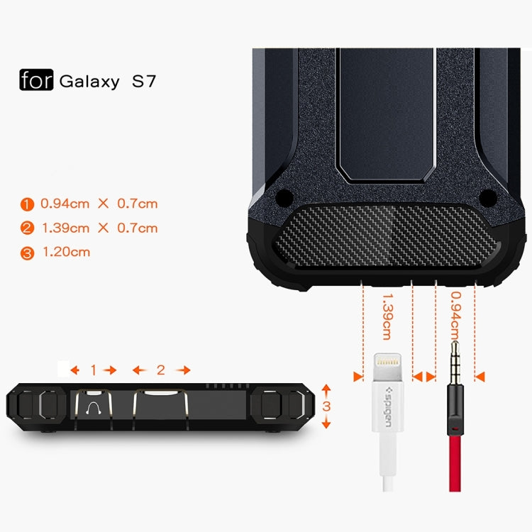 For Galaxy S7 / G930 Tough Armor TPU + PC Combination Case (Dark Blue)