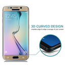 LOPURS 0.2mm 9H Surface Hardness 3D Curved Surface Full Screen Cover Explosion-proof Tempered Glass Film for Galaxy S6 edge(Gold)