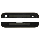 Front Upper Top + Lower Bottom Glass Lens Cover & Adhesive for HTC One / M7(Black)