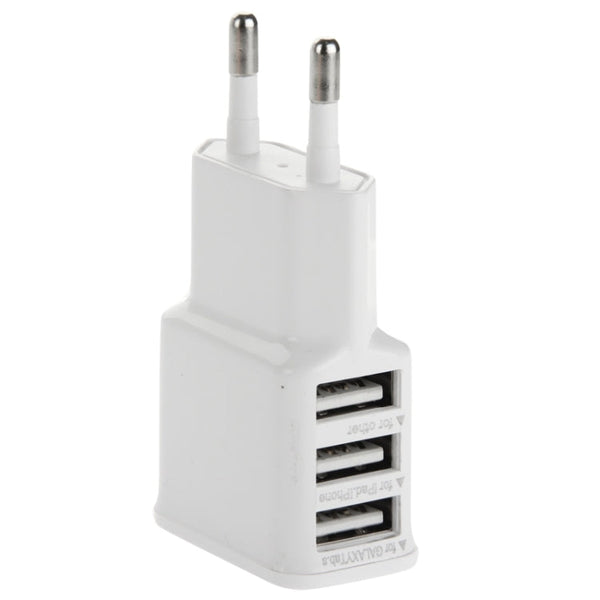 5V 2A EU Plug 3 USB Charger Adapter, For iPhone, Galaxy, Huawei, Xiaomi, LG, HTC and Other Smart Phones(White)