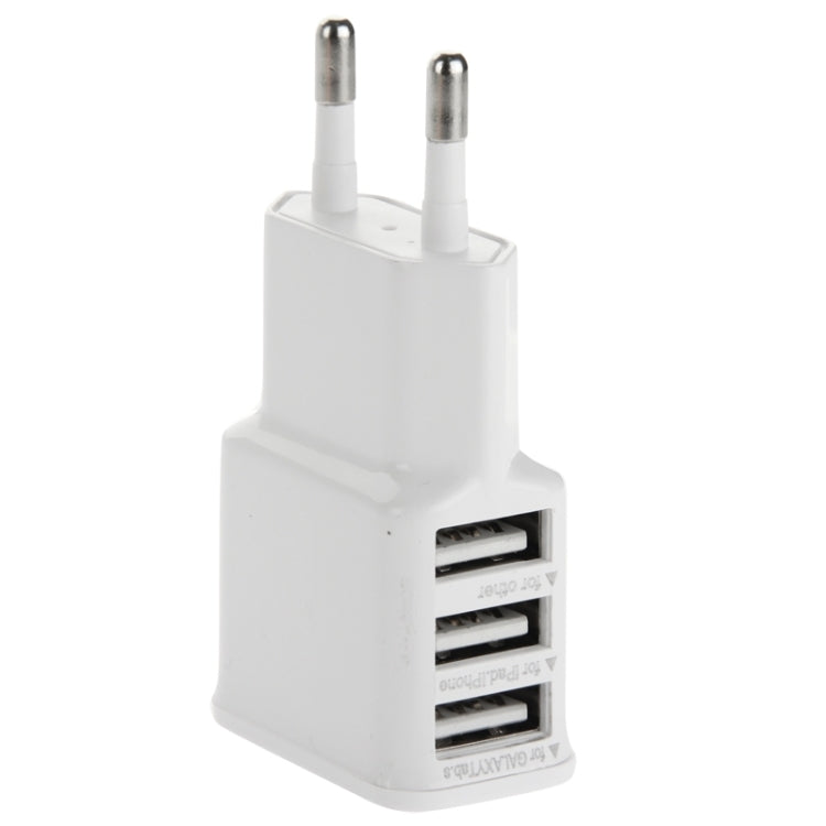 5V 2A EU Plug 3 USB Charger Adapter, For iPhone, Galaxy, Huawei, Xiaomi, LG, HTC and Other Smart Phones(White)