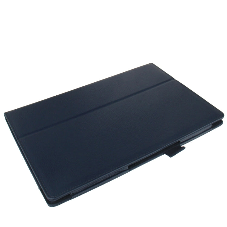 Litchi Texture Leather Case with Holder for Sony Xperia Tablet Z / 10.1(Dark Blue)