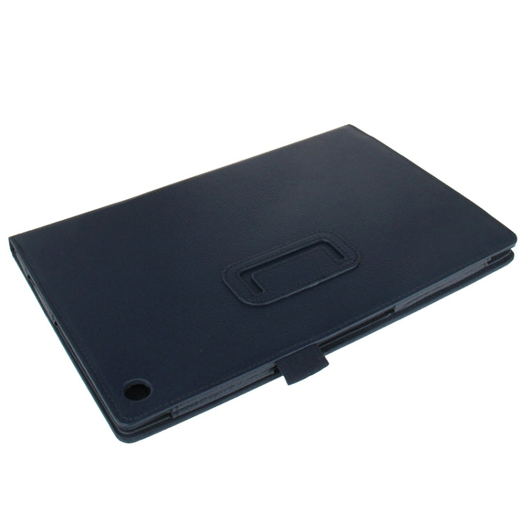 Litchi Texture Leather Case with Holder for Sony Xperia Tablet Z / 10.1(Dark Blue)