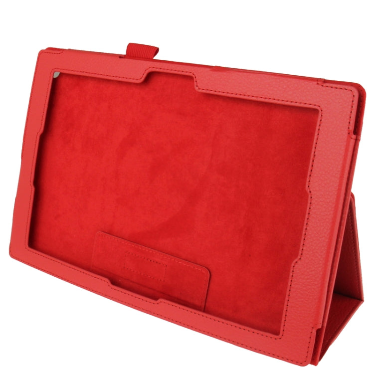 Litchi Texture Leather Case with Holder for Sony Xperia Tablet Z / 10.1(Red)