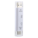 D-188 3 in 1 TF & USB to Micro USB & Type-C Card Reader OTG Adapter Connector(White)
