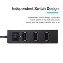 4 Ports USB HUB 2.0 USB Splitter Adapter with Switch(Black)