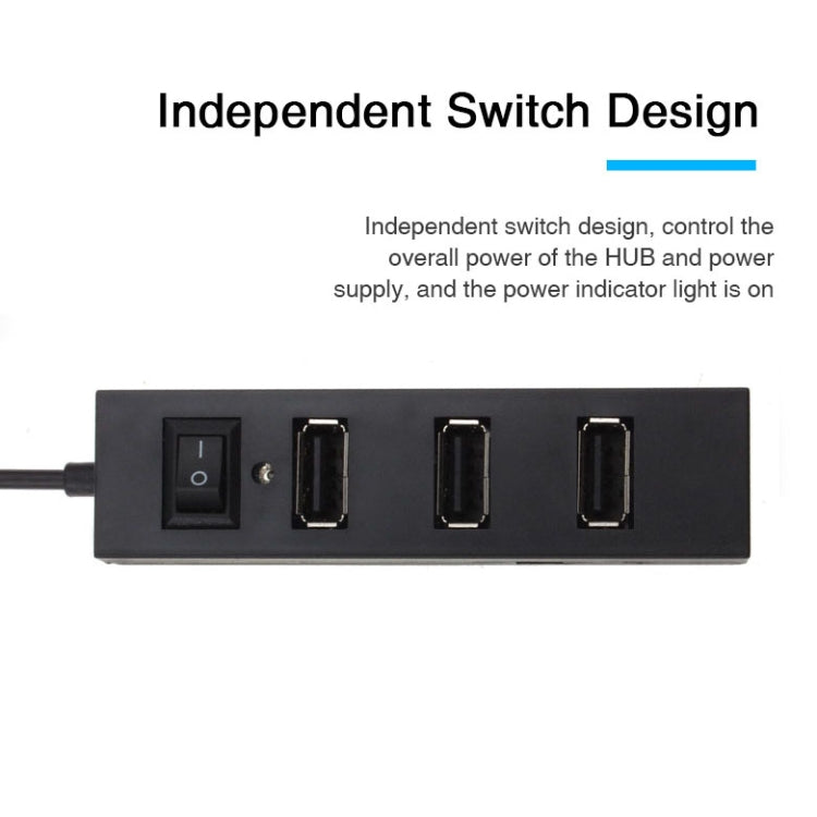 4 Ports USB HUB 2.0 USB Splitter Adapter with Switch(Black)