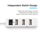4 Ports USB HUB 2.0 USB Splitter Adapter with Switch(White)
