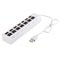 7 Ports USB Hub 2.0 USB Splitter High Speed 480Mbps with ON/OFF Switch / 7 LEDs(White)