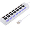 7 Ports USB Hub 2.0 USB Splitter High Speed 480Mbps with ON/OFF Switch / 7 LEDs(White)