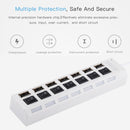 7 Ports USB Hub 2.0 USB Splitter High Speed 480Mbps with ON/OFF Switch / 7 LEDs(White)