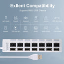 7 Ports USB Hub 2.0 USB Splitter High Speed 480Mbps with ON/OFF Switch / 7 LEDs(White)